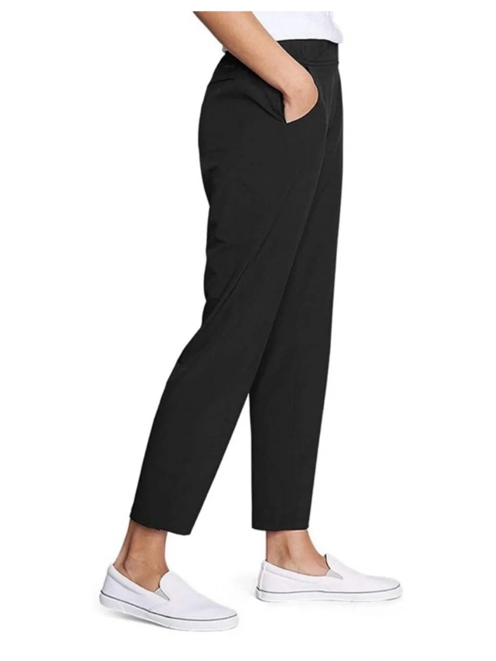 Eddie Bauer Women's Departure Ankle Pants Medium Black Pull-On Stretch Hiking - Picture 4 of 16
